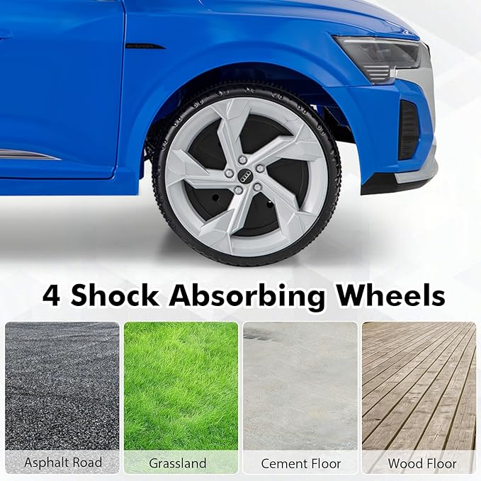 Licensed Audi SQ8 Ride on Car by INFANS, Battery Powered Electric Vehicle for with Remote Control, Adjustable Music, LED Lights, Suspension, Driving Toy Gift for Kids Toddler Age 3+ (Blue)