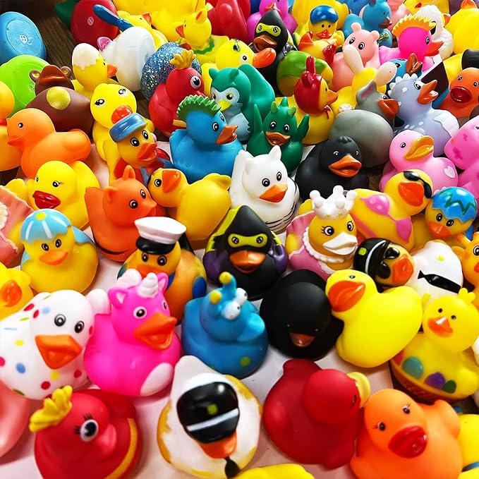 50 Pack Rubber Ducks in Bulk,Assortment Duckies for Jeep Ducking Floater Duck Bath Toys Party Favors