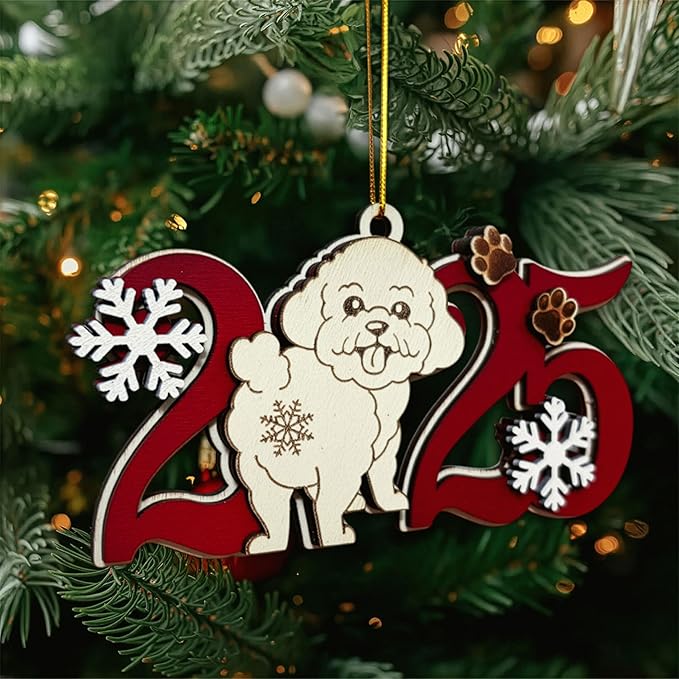 Maltese Dog 2025 Christmas Ornament – Wooden Holiday Tree Hanging Decoration – Cute Maltese Puppy Ornament, Pet Lover Keepsake Gift for Christmas 2025
