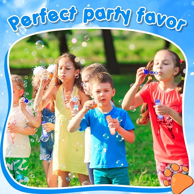 24 Pcs Blue Dog Paw Print Bubble Wands Mini Puppy Bubble Wands Toys for Kids Toddlers Christmas Birthday Gifts Filler Goody Bag Stuffer Dog Party Favors(Dark, Light Blue, Orange, Paw)