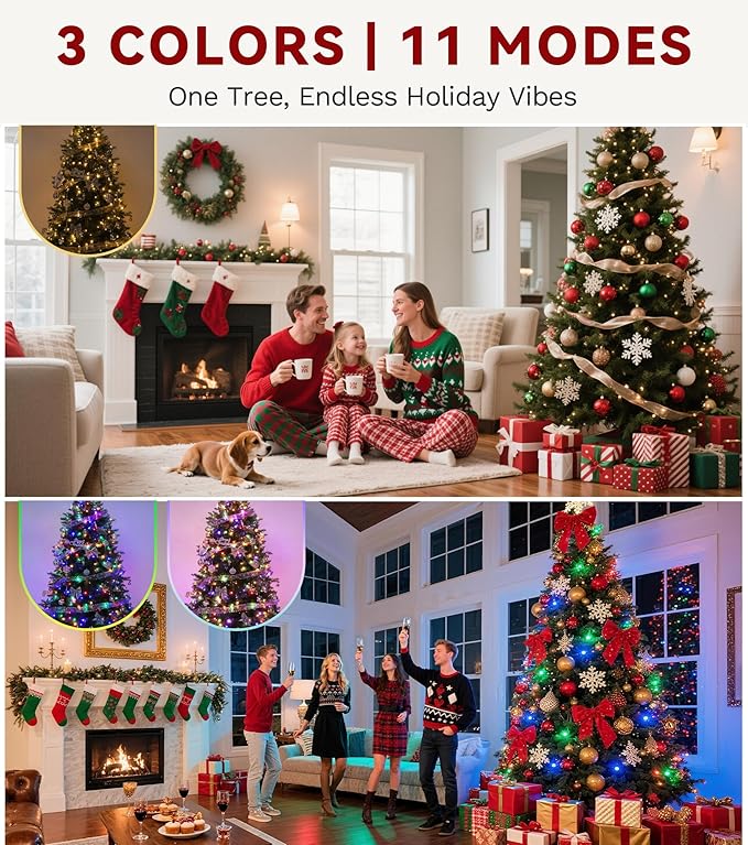 DWVO 9FT Pre-lit Christmas Tree, Pre-Decorated Artificial Christmas Trees for Home, Office, Party with with 2058 Flocked Frosted Tips & 900 UL Listed Lights, Pine Cones, Berries