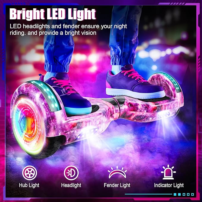 Self Balancing Scooters with Bluetooth & Corlorful LED Lights, Gifts for Kids & Adults & Girls & Boys, for All Ages