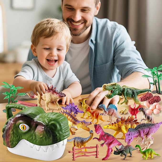 46PCS Dinosaur Toys,Realistic Jurassic Dinosaurs Figures Playset for Kids 3-5 Years, with Eggs&Trees&Fence mini Dinosaur Figures,Great Gifts for Girls and Boy Toddler Toy Animals Age-5-7.