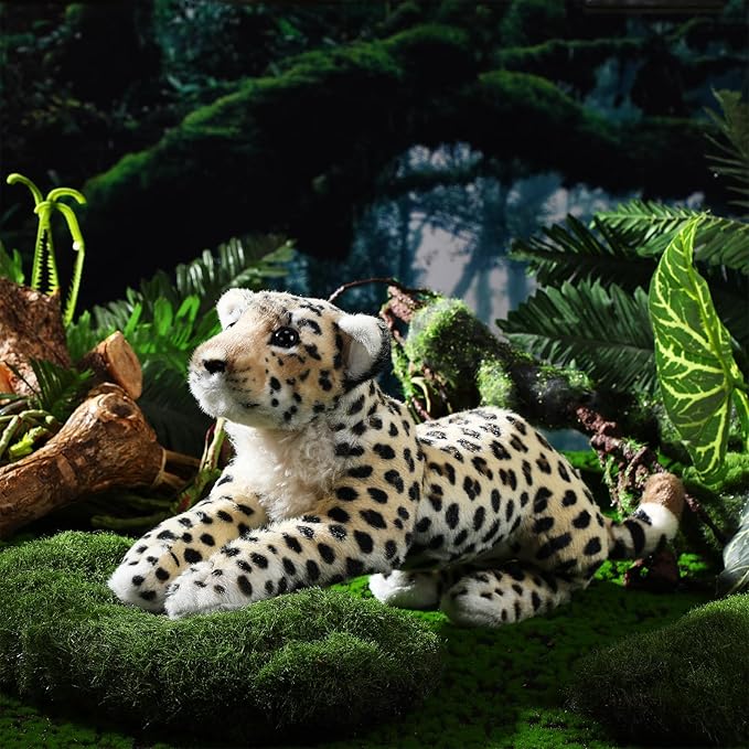 15 Inch Stuffed Animal Stuffed Tiger Leopard Lion Plush Toys Realistic Plush Gifts Wild Animal Toys Jungle Animals for Boys Girls Birthday Parties Gift(Leopard)
