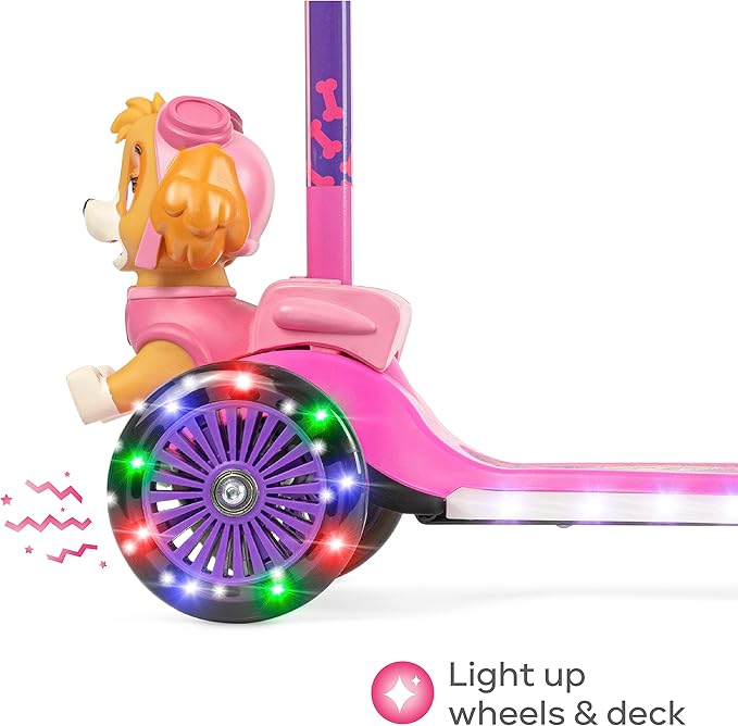3D Kick Scooter for Kids, Self-Balancing 3 Wheeled Light Up Scooter with Extra Wide Anti-Slip Deck, Rear Brake, Lean to Steer, Lightweight Design, for Kids 3 and up, 75 LB Limit