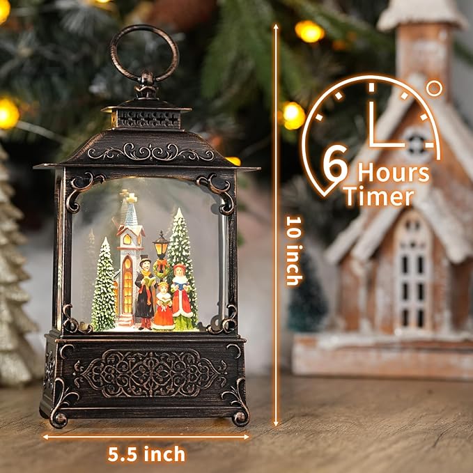 Snow Globe with Church Choir Scene, Light Up Christmas Snow Globes with Music Timer - USB Plug or Battery Operated Glitter Globe Indoor Christmas Decorations