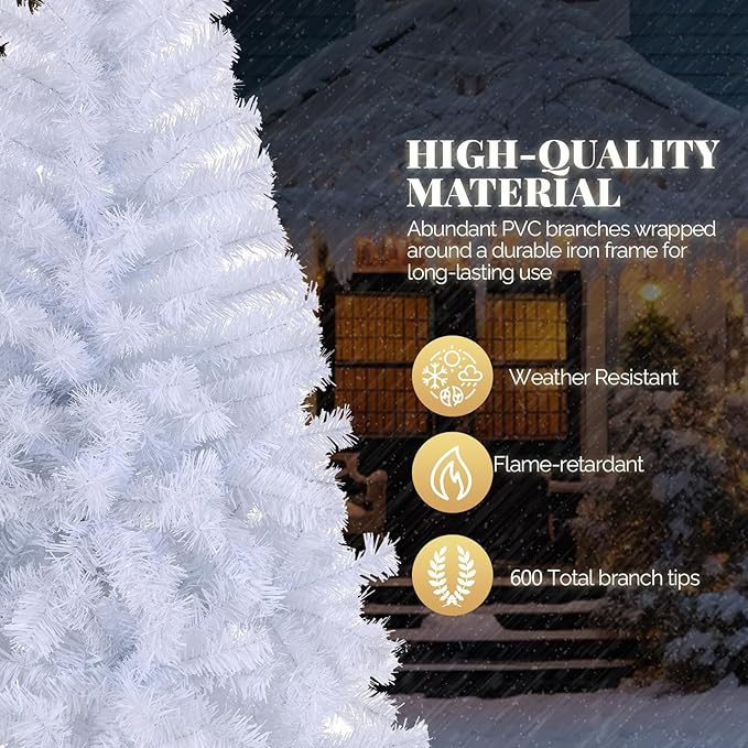 Bonnlo Artificial Christmas Tree, Upgraded Full 4ft White Christmas Tree w/ 346 Branch Tips, Small Christmas Tree for Home, Office, Party Decoration