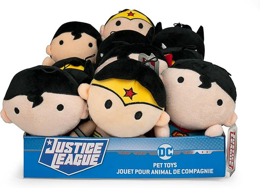 DC Comics for Pets Batman, Superman, and Wonder Woman Dog Toys | 15 pc Bulk Dog Toys with 9" Large Plush Squeaky Dog Toys from for Boutique Pet Shops & Small Businesses