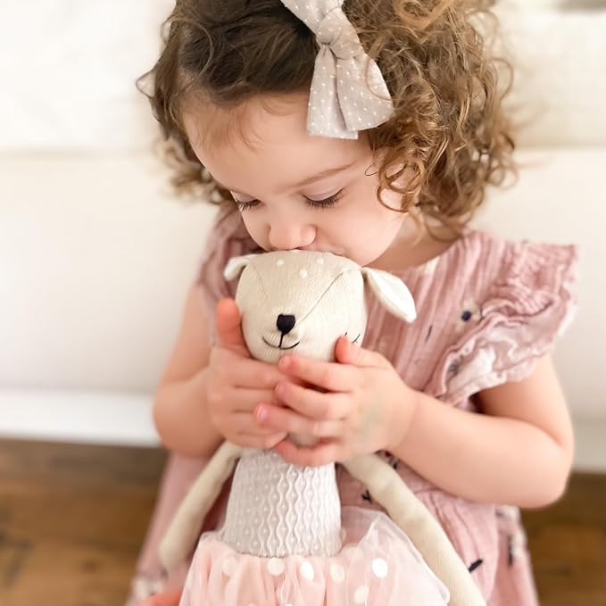 MON AMI Doe Ballerina Stuffed Doll – 17”, Designer Dress & Shawl, Plush Ballerina Doll for Girls, Use as Toy or Room Decor