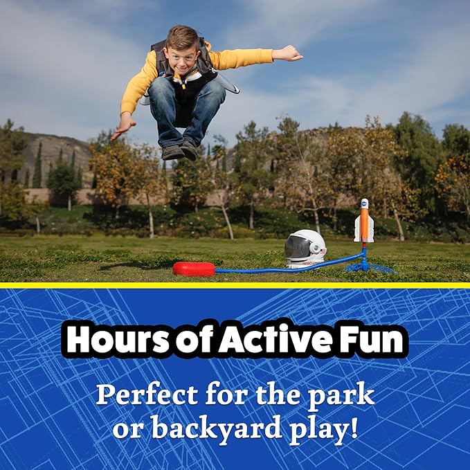 Stomp Rocket Space Collection Rocket Launcher for Kids, 3 NASA Rockets - Backyard & Outdoor Fun Toy Gift for Boys & Girls - STEM Soft Foam Blaster Set Soars Up to 100 Feet - Ages 5 & Up