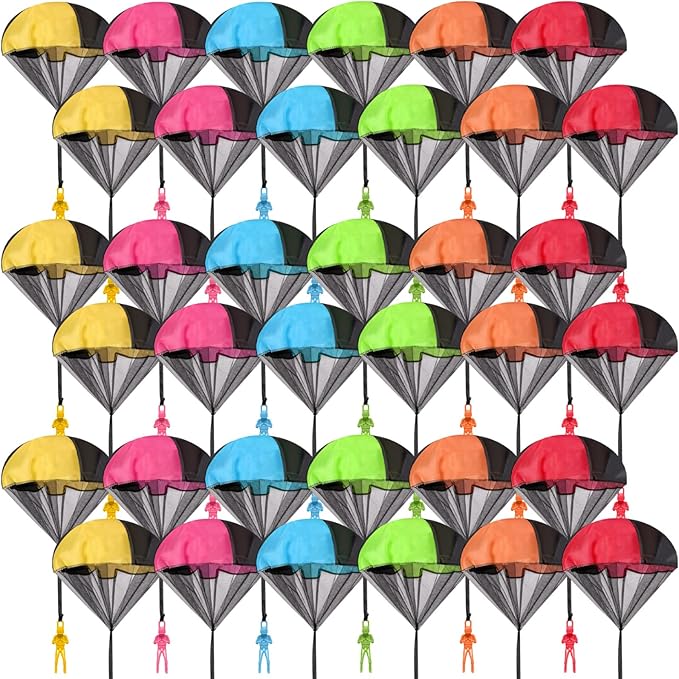 36PCS Parachute Toy, No Tangle Throwing Men, Hand Throw Army Man, 6 Colors - Party Gifts, No Battery or Assembly Required