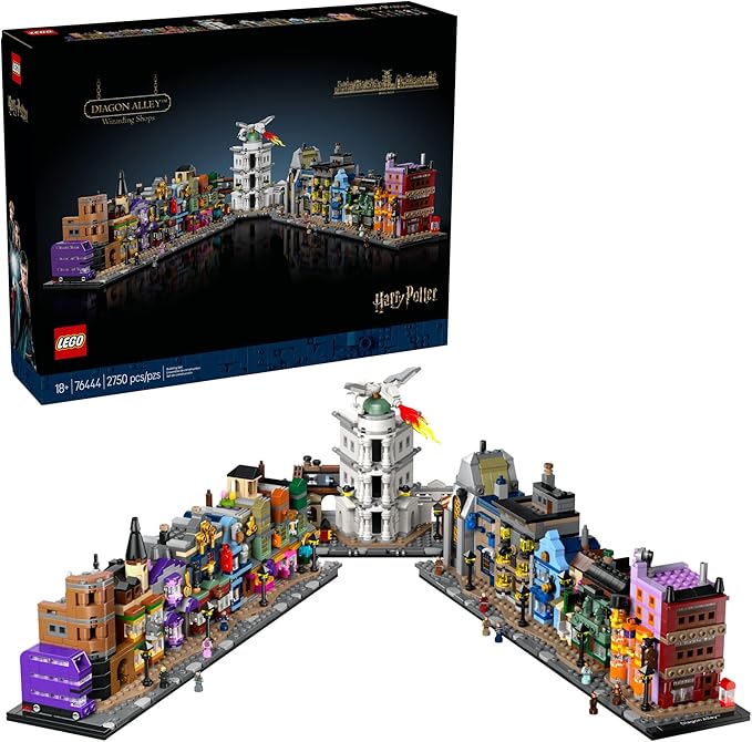 LEGO Harry Potter Diagon Alley Wizarding Shops Building Set for Adults - Collectible Kit for Harry Potter Fans with 12 Microfigures - Gift for Christmas - 76444