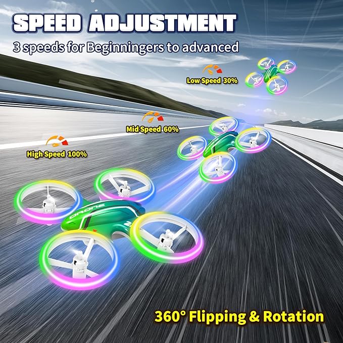 Drones for Kids and Beginners Mini RC Drone Quadcopter,Headless Mode,360° Flips,3 Speed ModesBlue & Green Lights, Propeller Protection,Indoor Outdoor Mini Quadcopter Toy Birthday Gift for Boys Girls