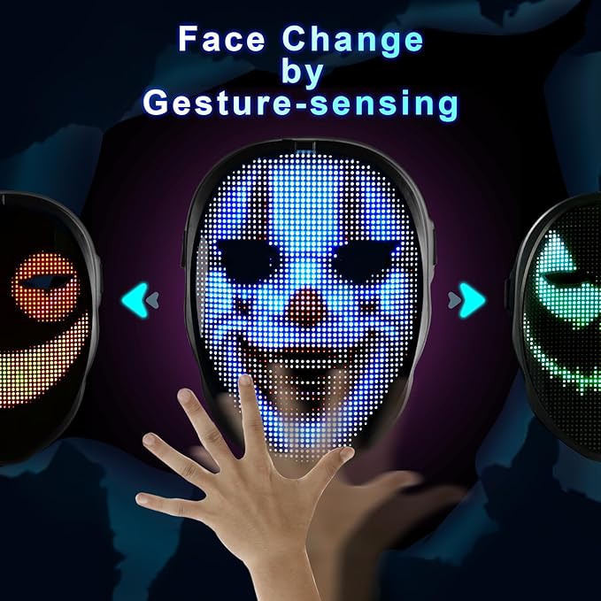 Gootus Face Transforming LED Mask with App Controlled - Halloween Costumes for Kids, Light Up Mask with Gesture Sensing, Boys Toys Gifts for Birthday Costume Christmas