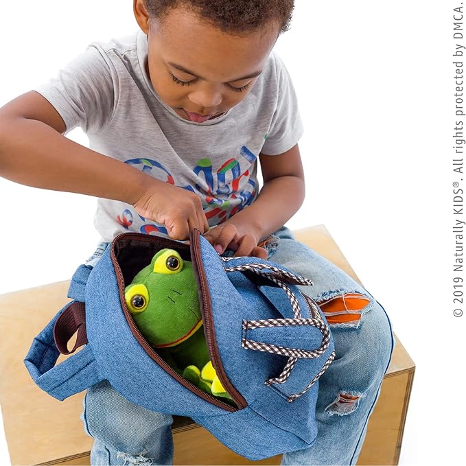 Frog Backpack, Frog Toys for Kids 3-5, Toddler Stuffed Animal Gifts for 2 3 4 5 Year Old Girl Boy