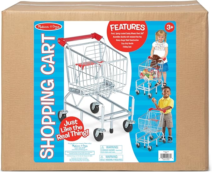 Melissa & Doug Toy Shopping Cart With Sturdy Metal Frame
