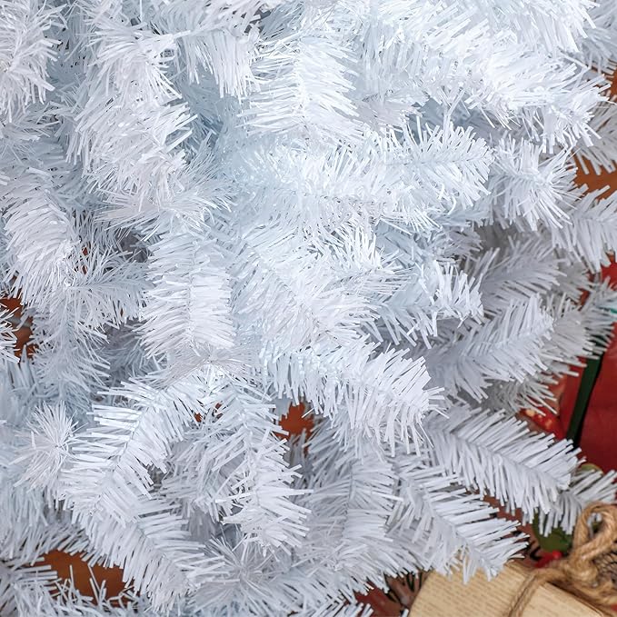 HOMCOM 7ft Pencil Christmas Tree, Unlit Artificial Christmas Tree Slim Douglas Fir Xmas Tree with Realistic Branches, Halloween Tree with 818 Tips, White