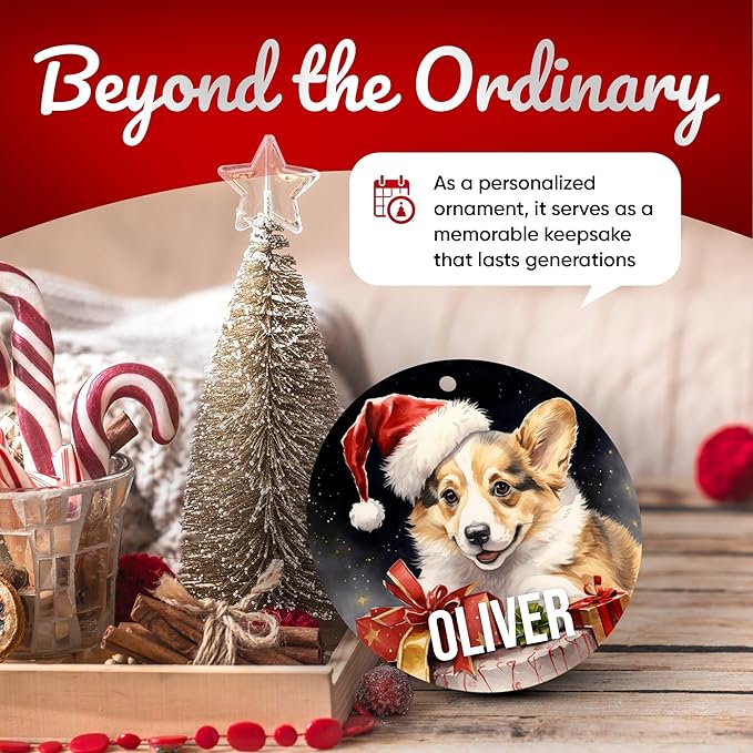 Pembroke Welsh Corgi Personalized Dog Ornament - Pet Ornament for Christmas Tree - 3" Round Ceramic - Printed in USA - Choose from 200 Breeds - Dog Mom & Dad - Xmas Decoration DOG0159