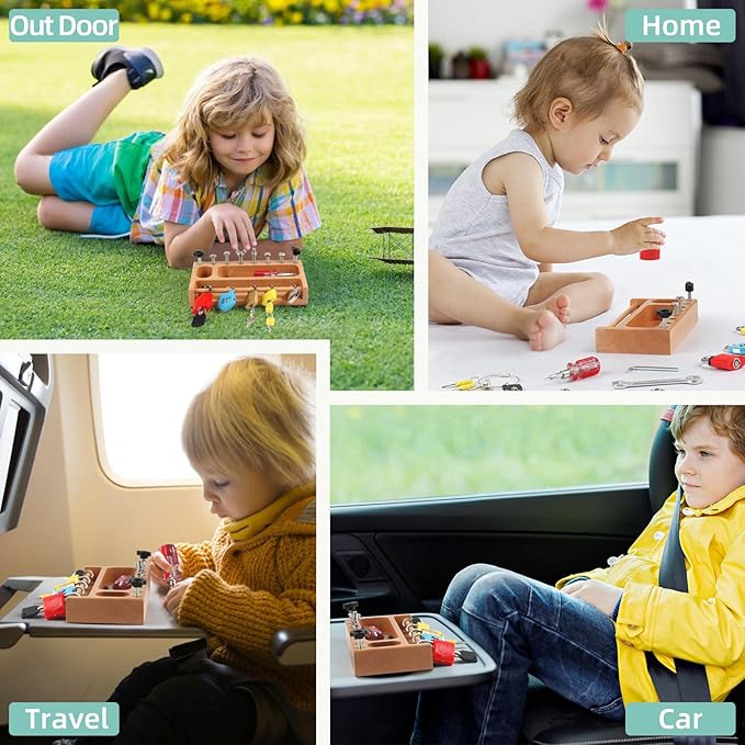 Montessori Screwdriver Board Set Lock and Key Toys Kids Tools Nuts and Bolts Montessori Toys for 3 4 5 Year Old Learning Practical Life Materials Fine Motor Skills Occupational Therapy Games