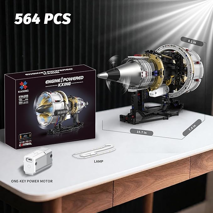 Jet Engine Model Kit That Runs, App Controlled Building Blocks Sets with Motor, Visible Aircraft Engine Building Kit for Adults & Kids 14+ Year Old (564 PCS)