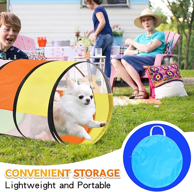 Colorful Baby Play Tunnel for Toddlers with 2 Mesh Sides, Kids Crawling Tunnel Play Tent Pop Up Toddlers Tunnel, Cat Tunnel for Dogs Pets Indoor Outdoor Toy Gift