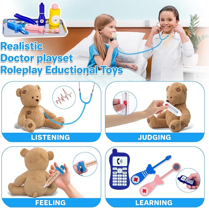 COSILY Doctor Kit for Kids, Doctor kit for Toddlers 3-5 , Pretend Playset for Toddlers with Medical Bag, Stethoscope and Other Accessories for Boys and Girls
