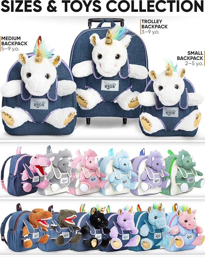 Naturally KIDS Unicorn Toys for Girls Age 4-6, Gifts for 5 Year Old Girls, Toddler Unicorn Backpack