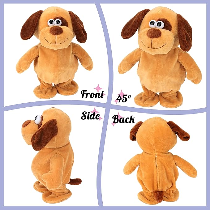Hopearl Talking Dog Repeats What You Say Walking Puppy Electric Interactive Animated Toy Speaking Plush Buddy Gifts for Toddlers Birthday, 8''