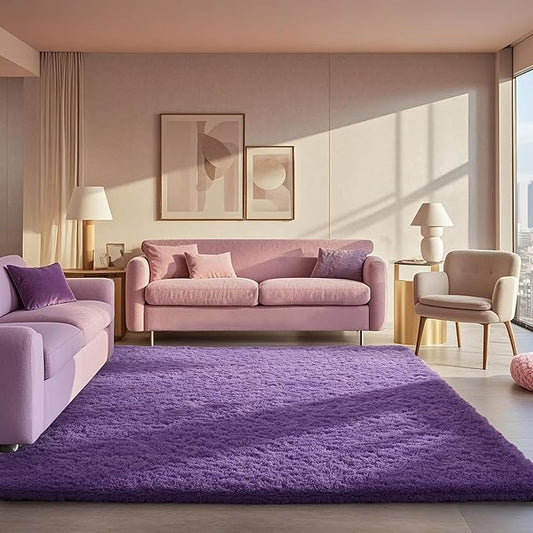 Ophanie Purple Rugs for Bedroom Living Room, Fluffy Fuzzy Furry Carpet, Plush Soft Shaggy Bedside Indoor Floor 4x6 Area Rug for Kids Girls Boys Baby Teen Dorm Nursery Home Decor Aesthetic