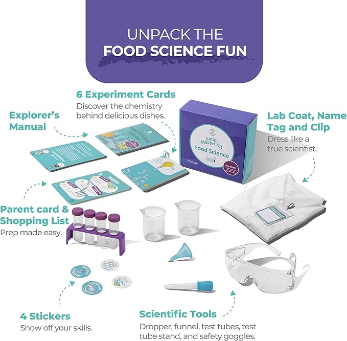 Tovla Jr. Kids Food Science Kit – Real Cooking Tools + Edible Experiments – Montessori-Inspired STEM Activity Set for Ages 4-12
