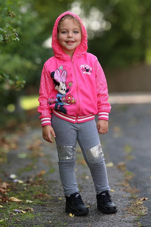 Disney Frozen Elsa Stitch Minnie Mouse Toddler Girl Jacket Sequin Zipper Hoodie Sweatshirt Coat Birthday Clothes 3-13 Years