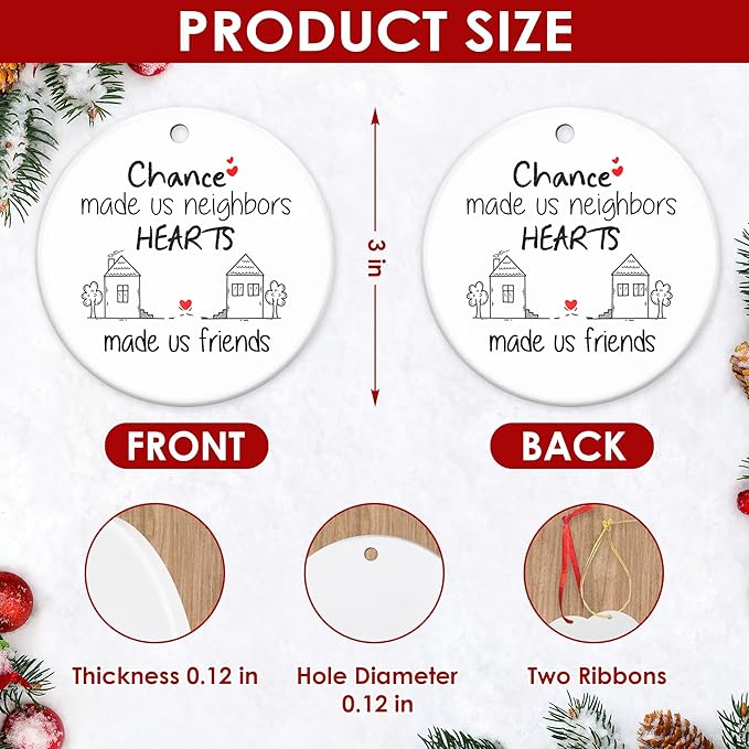 Neighbors Gifts for Friends - Christmas Tree Decoration Ceramic Ornament - Christmas Birthday Funny Hello Neighbor Gifts for The Neighborhood Friends