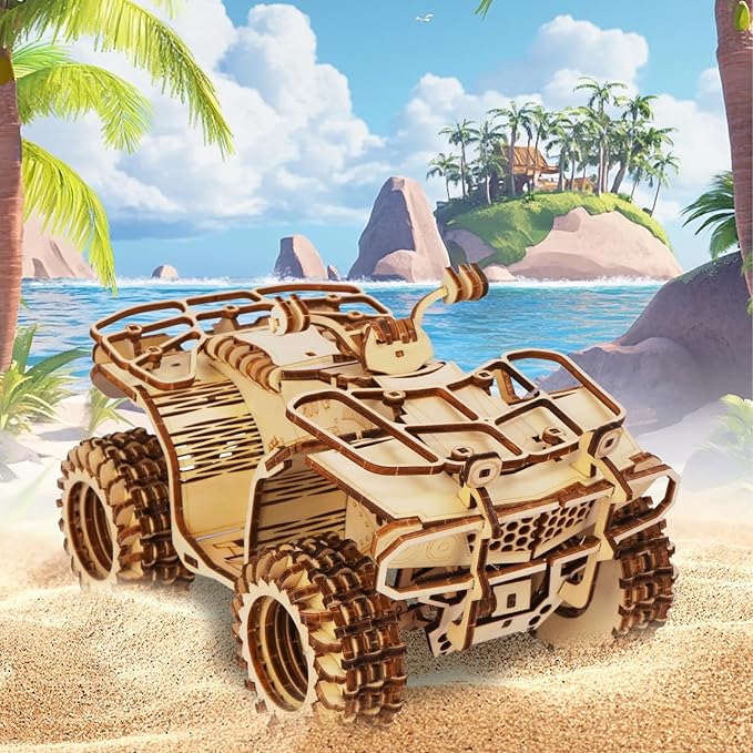 3D Wooden Puzzle for Adults, Mechanical Beach Car Puzzle, DIY Vehicle Model Building Kit Handicraft Wood Craft Hobbies Toy, Birthday for Hobbyist 14+ Family Women Men, 417 Pcs