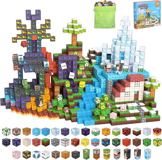 200PCS Magnetic Blocks, Magnetic Building Block Cube Toys with Magnet Board for Kids, STEM Toys Gifts for Boy and Girls Age 3+ Years Old
