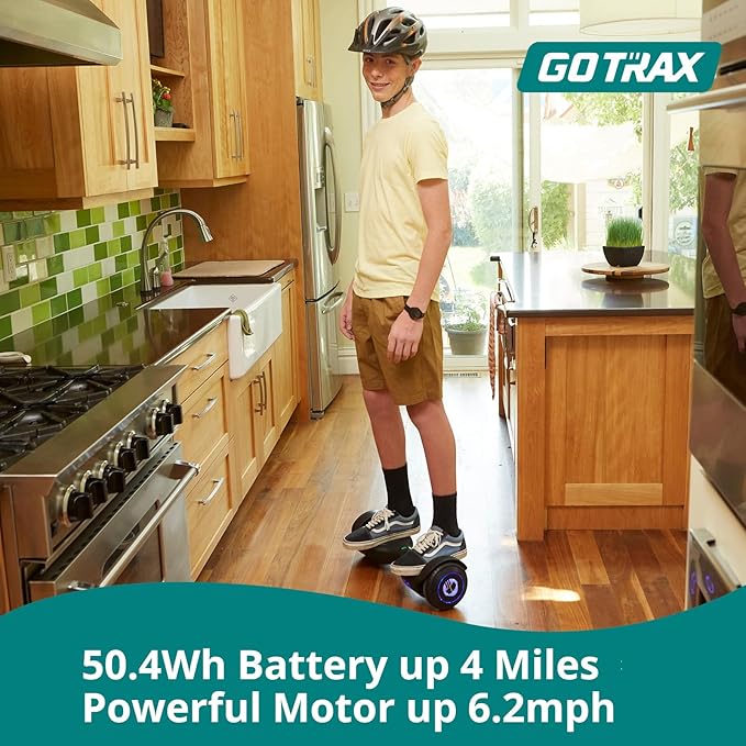Gotrax Hoverboard with 6.5" LED Wheels & Headlight, Max 4/5 Miles Range, 6.2mph Power by Dual Brushless Motor, UL2272 Certified and 50.4Wh/65.52Wh Battery Self Balancing Scooters for 44-176lbs Kids