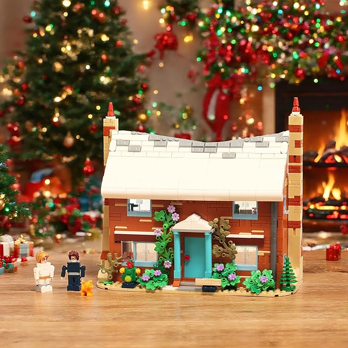 The Holiday Christmas Building Set, Rosehill Cottage Village Compatible with Lego – Cozy Winter House with Figures & Dog, Creative Display Gift for Adults, Kids & Movie Fans (841PCS)