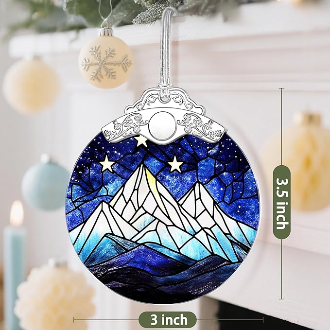 Christmas Ornament, Christmas Tree Ornaments, Keepsake Ornaments, Holiday Decor, Holiday & Xmas Gifts, Gifts for Outdoor Lovers, Mountain Lovers & Nature Lovers - Mountain Nightscape-Theme