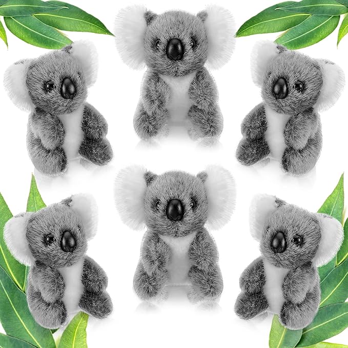6 Pcs Koala Stuffed Plush Animal Cute Doll Toy Soft Mini Koala Bear Plush 5 Inches Small Stuffed for Birthday Party Gifts, Gray