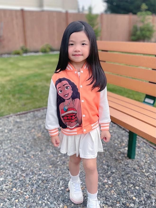 Disney Minnie Mickey Stitch Princess Frozen Elsa Marvel Jacket Lightweight Coat Button up Color Block Sweatshirt 2-14 Years