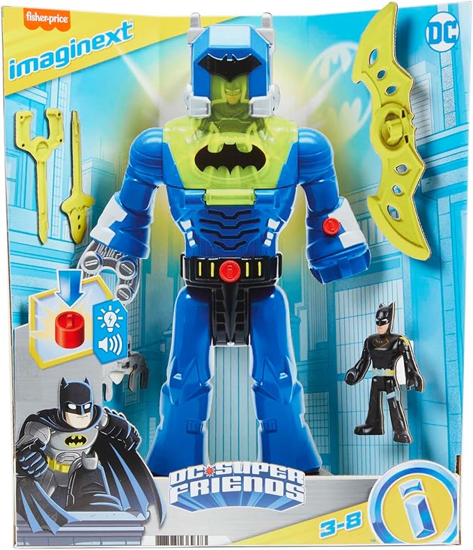 Fisher-Price Imaginext DC Super Friends Batman Toys Insider & Exo Suit 12-Inch Robot with Lights Sounds & Figure for Kids Ages 3+ Years