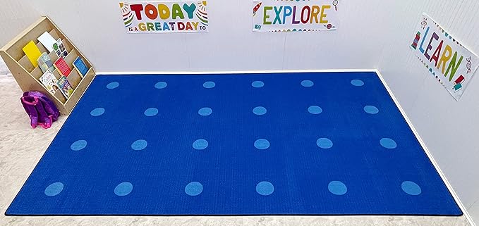KidCarpet On The Spot Seating Classroom Carpet, 4' x 6' Rectangle, Blue on Blue