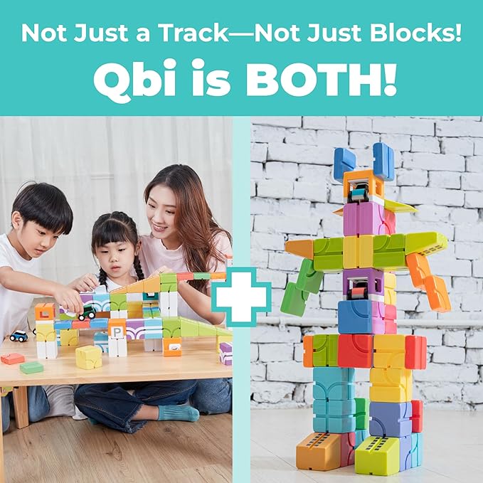 QBI Magnetic Blocks STEM Building Toys for Kids Ages 4-8 | 3D Magnetic Building Blocks with 2 Cars | Educational Montessori Sensory Cubes for Boys & Girls | Birthday Gift for Age 3 4 5 6 7 8 (46PCS)
