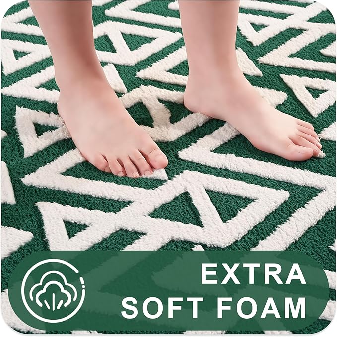 Ompaa Ultra Soft Shaggy Rugs Memory Foam Bedroom Carpet, Green and White 6 x 9 Feet, Plush Geometric Textured Area Rugs for Living Room Couch Dorm Kids Girls Teens Room Nursery Decor Floor Mat