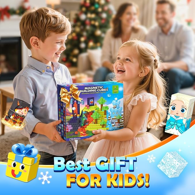 200PCS Magnetic Blocks - Build Mine Magnet World, Magnetic Building Blocks for Kids Ages 4-6 6-8 8-12, STEM Educational Sensory Toys for Boys & Girls, Birthday Toys Gifts for Kids