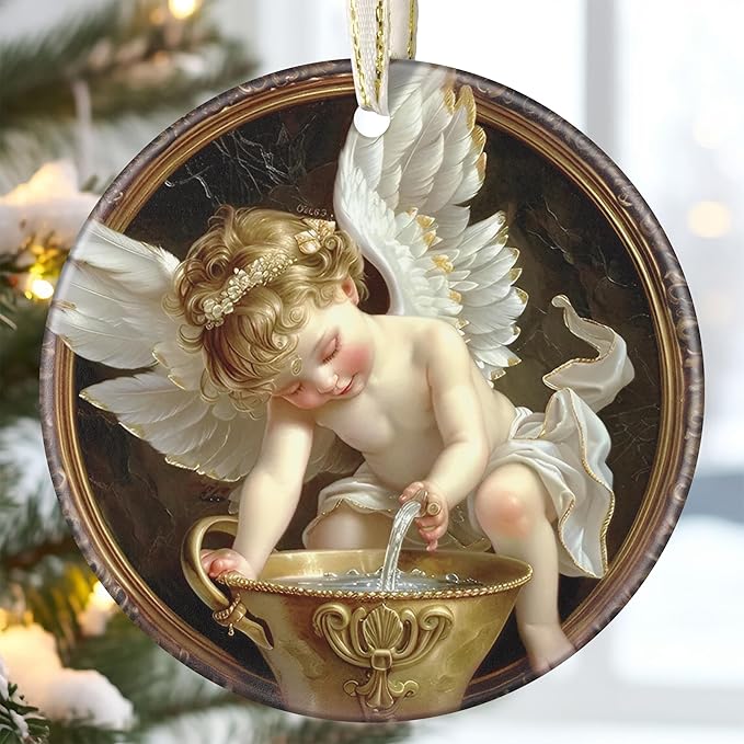 3.5" Ceramic Christmas Ornaments, Christmas Tree Ornaments, Heirloom Keepsake, Gift Exchange, Gift Idea, Bauble Present - Little Angel