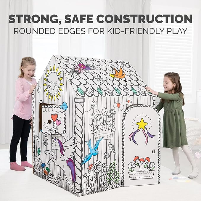 Bankers Box at Play Color in Unicorn Playhouse, Cardboard Playhouse and Life Size Craft Activity for Kids and Families