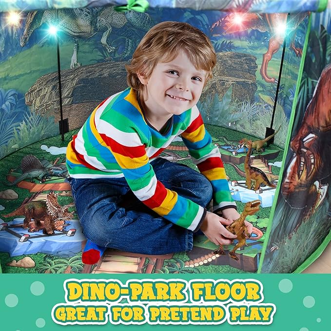 Dinosaur Pop Up Kids’ Play Tent by Toy to Enjoy - Perfect for Indoor & Outdoor. Dinosaur Camping Tent for Toddlers, Boys&Girls. Includes Remote Controlled Lights, Roar Sound Button & 3 Different Toys