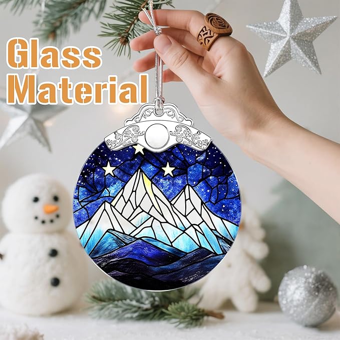Christmas Ornament, Christmas Tree Ornaments, Keepsake Ornaments, Holiday Decor, Holiday & Xmas Gifts, Gifts for Outdoor Lovers, Mountain Lovers & Nature Lovers - Mountain Nightscape-Theme