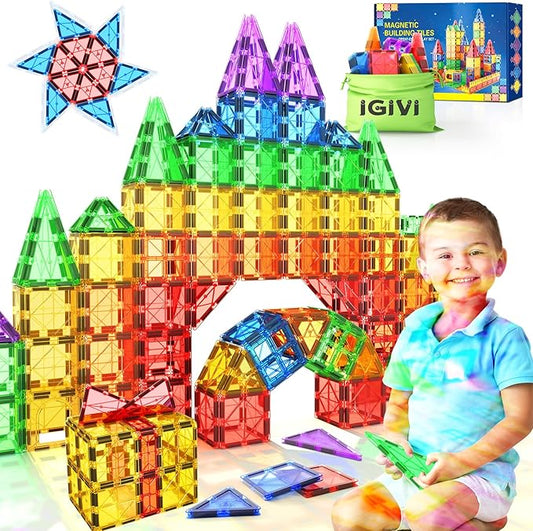 Magnetic Tiles Kids Toys for 3+ Year Old Boys & Girls, STEM Building Blocks Toys & Games, Sensory Toys for Toddlers, 3 4 5 6 7 8 Year Old Boy Birthday Gift