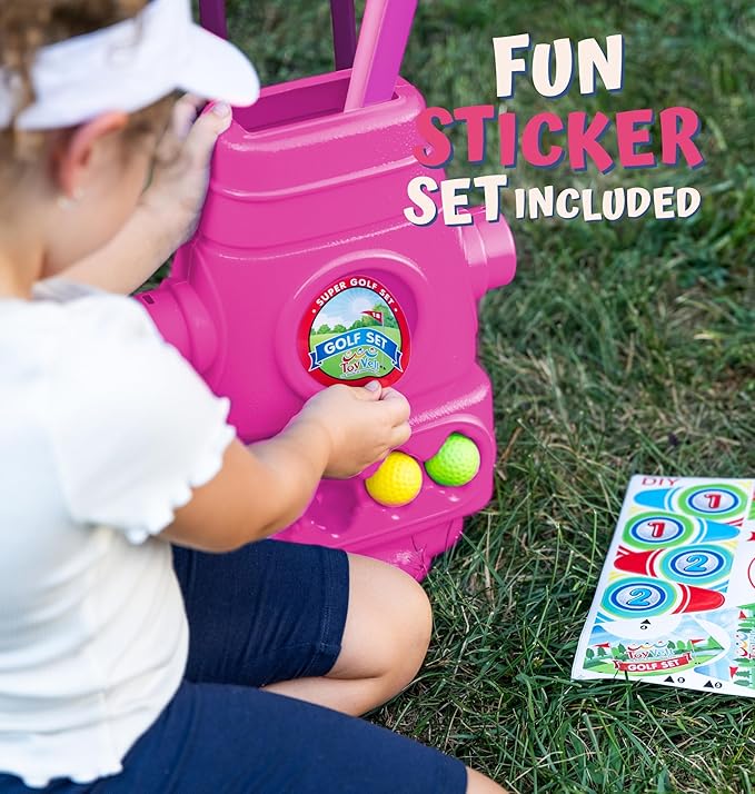 ToyVelt Toddler Golf Set - Kids Golf Clubs with 6 Balls, 4 Golf Sticks, 2 Practice Holes and a Putting Mat - Promotes Physical & Mental Development, Ideal Toddler and Kids Golf Set Gift for Boys 2-10